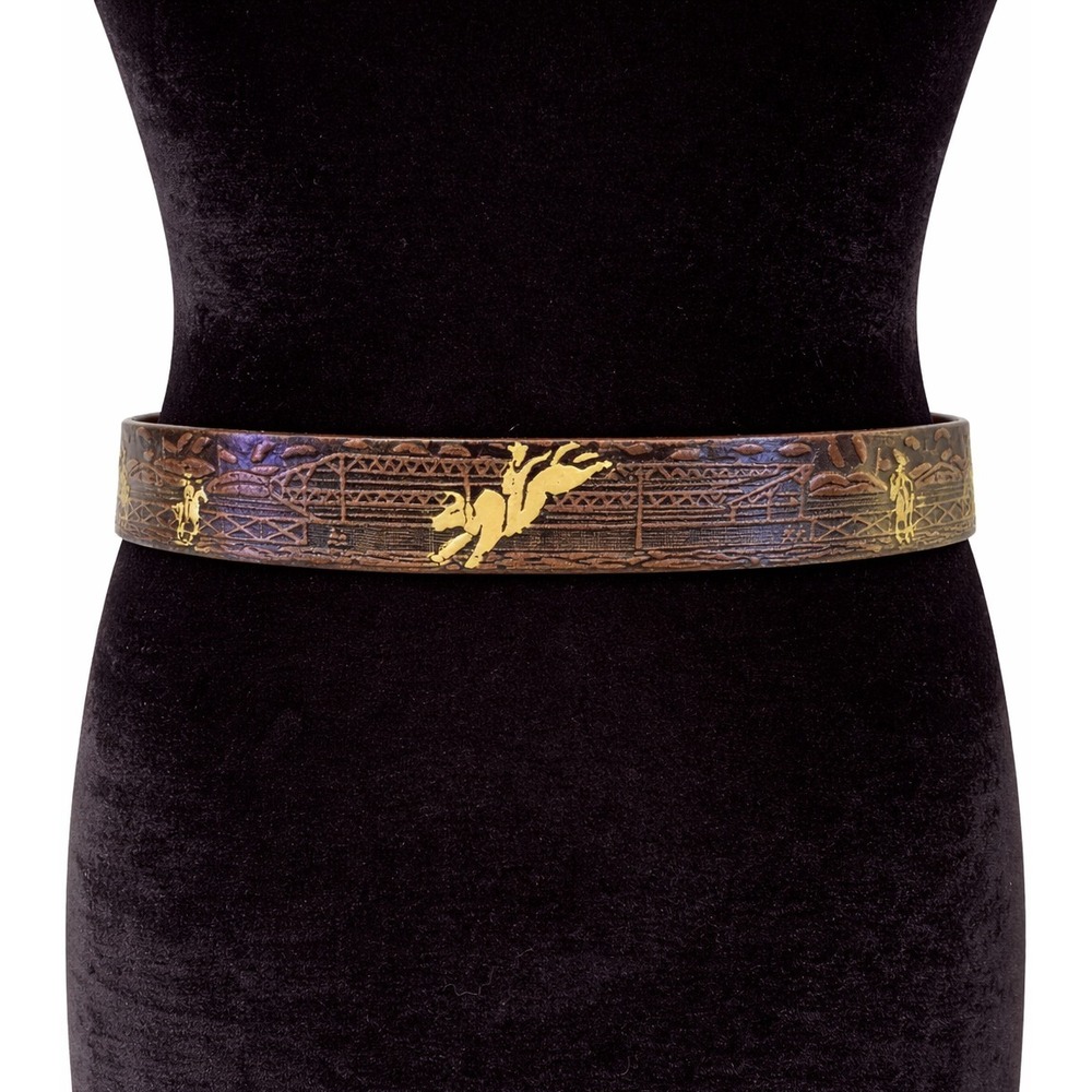 Nocona Belt Co. Womens Bucking Bronco Western Style Belt Size 24 Brown Leather